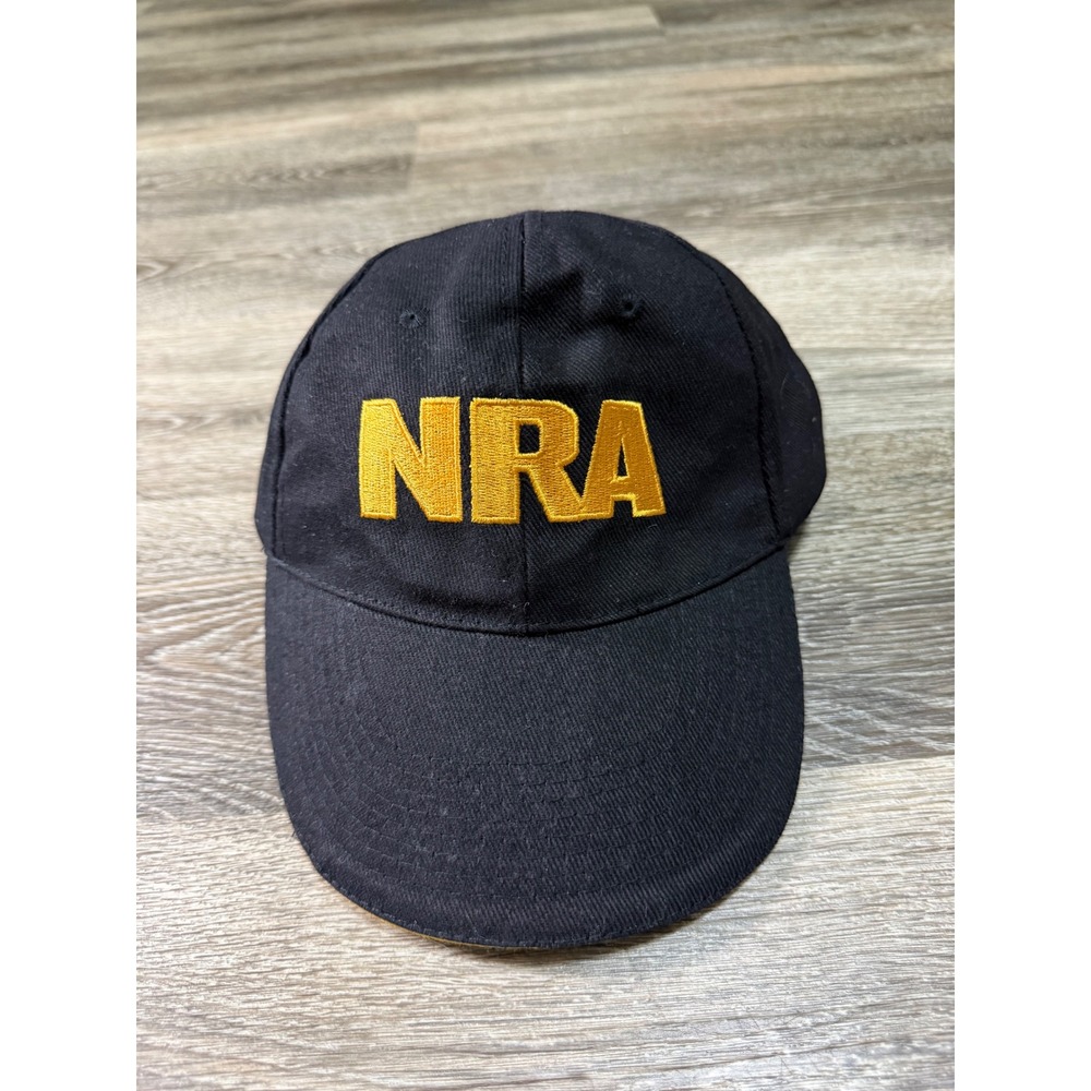 NRA Baseball Cap Hat Black Yellow Embroidered American Flag Adjustable Cotton